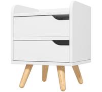 HOMCOM Commode de Chambre Gain de Place, Moderne Commode avec 2 Tiroirs, Design Simple, Bois Blanc, Pieds en Pin, 33 x 28 x 42cm, Blanc