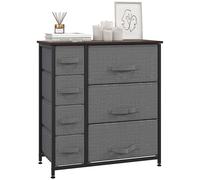 HOMCOM Commode Élégante 7 Tiroirs Tissu Non-Tissé Métal MDF Gris 64x30x71cm Aosom France