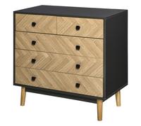 HOMCOM Commode en bois meuble de rangement avec 5 tiroirs chiffonnier moderne idéale pour chambre salon 80 x 40 x 80 cm gris foncé