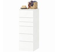 HOMCOM Commode haute pour chambre avec miroir relevable, Blanc