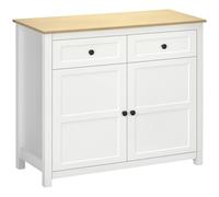HOMCOM Commode meuble de rangement 2 portes avec étagère réglable en hauteur 2 tiroirs 100 x 40 x 85 cm blanc et aspect bois Aosom France