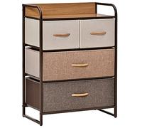 HOMCOM Commode Meuble de Rangement 4 tiroirs en Tissu 58 x 29 x 78,5 cm Multicolore