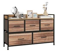 HomCom Commode meuble de rangement 5 tiroirs en tissu 98 x 29 x 63 cm structure en acier noir