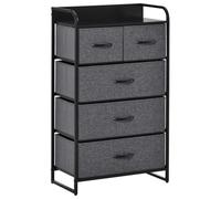 HomCom Commode 5 tiroirs en tissu pliable – Meuble de rangement 58 x 29 x 99 cm