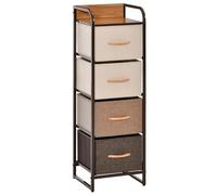 HOMCOM Commode Meuble de Rangement 5 tiroirs en Tissu Pliant - Structure Acier Noir - 45 x 30 x 116 cm Beige, Marron