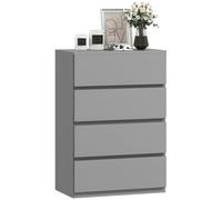HOMCOM Commode, Meuble de Rangement à 4 tiroirs, Armoire Colonne pour Chambre à Coucher ou Salon, Gris
