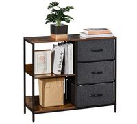 HOMCOM Commode meuble de rangement avec 3 tiroirs en tissu amovibles, 2 étagères et 1 grand plateau 80 x 29 x 71 cm marron