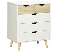 HOMCOM Commode meuble de rangement avec 5 tiroirs 4 pieds biseautés système anti-basculement - 60 x 40 x 77,5 cm