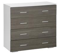 Commode 4 tiroirs style contemporain 76 x 35 x 72 cm blanc gris Gris G