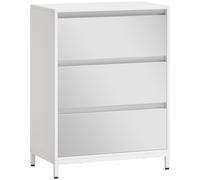 HOMCOM Commode miroir moderne à 3 tiroirs, 60x35x80 cm, Blanche