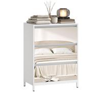 HOMCOM Commode Miroir pour Chambre, Commode Moderne à 3 tiroirs avec façades Miroir, Meuble de Rangement d'appoint pour Salon ou entrée, 60 x 35 x 80 cm, Blanc