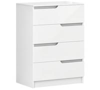 HOMCOM Commode Moderne 4 tiroirs pour Chambre 60 x 40 x 85 cm Blanc | Commode à tiroirs, pour salon
