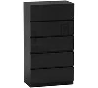 HOMCOM Commode moderne avec 5 tiroirs avec design anti-retournement pour salon couloir 55 x 34 x 100 cm Noir brillant