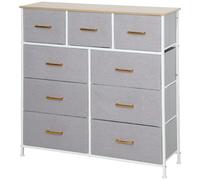 HOMCOM Commode Moderne avec 9 Tiroirs en Tissu et Design Élégant pour Chambre Salon ou Entrée 100x30x99 cm Gris