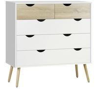 HOMCOM - Commode - Panneaux de particules - 99x39x101cm - blanc, chêne
