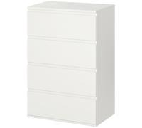 HOMCOM Commode Sideboard avec 4 tiroirs, 55 cm x 33 cm x 80 cm, Blanc