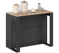 HOMCOM Comptoir Bar Îlot de Cuisine à 3 Étagères pour Salon et Séjour, 113x60x90 cm, Noir et Bois