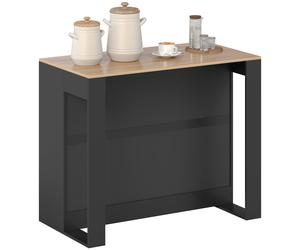 HOMCOM Comptoir Bar Îlot de Cuisine à 3 Étagères pour Salon et Séjour, 113x60x90 cm, Noir et Bois