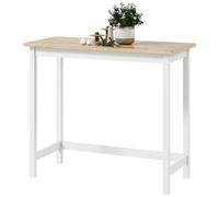 HOMCOM Comptoir de bar, Imitation chêne, compact, place pour 2 personnes, Bois naturel + blanc