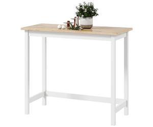 HOMCOM Comptoir de bar, Imitation chêne, compact, place pour 2 personnes, Bois naturel + blanc