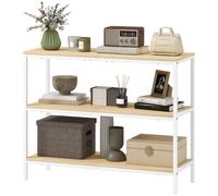 HOMCOM Console d'Entrée avec 3 Étagères Ouvertes et Pieds en Métal pour Couloir Entrée Salon Chambre Naturel et Blanc