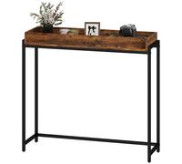 HOMCOM Console d'entrée étroite, métal & panneau, brun rustique
