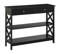 HOMCOM Console Élégante 2 Tiroirs 2 Étagères Design Moderne Noire pour Entrée Salon Aosom France