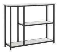HOMCOM Console meuble 100 cm, table console 3 niveaux, plateaux en effet marbre, cadre en acier, blanc