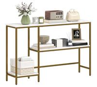 Console meuble - HOMCOM - 3 niveaux- plateaux imitation marbre - panneaux de particules et métal - 120x30x76,5cm - blanc et doré
