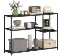 HOMCOM Console Meuble Style Industriel à 4 Niveaux 110 x 30 x 75 cm Noir | Table Console Entrée Étroite, Cadre en Acier, Table d'Entrée Salon ou Couloir