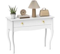 HOMCOM Console Meuble, Table Console, Console entrée, Table d'entrée avec Grand tiroir et Pieds Cabriole, Bout de canapé pour Salon, 100 x 40 x 74 cm, Blanc