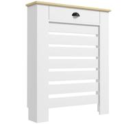 Couvercle de radiateur - HOMCOM - grille à lattes horizontales - avec tiroir - en bois - 78 x 19 x 95,5 cm - blanc