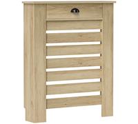 HOMCOM Couvercle de radiateur cache radiateur grille à lattes horizontales avec 2 tiroirs en bois 78l x 19P x 95,5H cm chêne