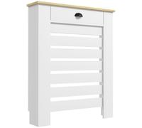 HOMCOM Couvercle de radiateur cache radiateur grille à lattes horizontales avec 2 tiroirs en bois 78l x 19P x 95,5H cm blanc