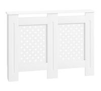 HOMCOM Couvercle de radiateur cache radiateur grille croisée pour salon chambre à coucher en bois 112l x 19P x 81,5H cm blanc