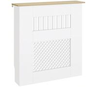 HOMCOM Couvercle de Radiateur en Bois, Cache Radiateur Moderne à Lattes avec Détails Croisés et Étagère Supérieure, pour Salon, Chambre à Coucher, Couloir, 78 x 19 x 81 cm, Blanc Descriptions Longues: