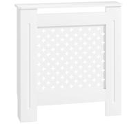 HOMCOM Couvercle de Radiateur Grille Croisée 78 x 19 x 82 cm Blanc | Cache Radiateur en Bois, Étagère Supérieure, pour Salon, Chambre à Coucher, Couloir