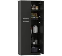 HOMCOM Crédence de Cuisine avec 2 armoires étagères réglables Noir | Armoire de garde-manger, Armoire de cuisine en MDF, pour salle à manger, salon, séjour, 59x31x155 cm