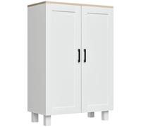 HOMCOM Crédence de cuisine scandinave avec 2 portes, étagère réglable, base surélevée, 60x30x90 cm, Blanc