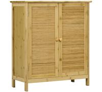 HOMCOM Credenza Style Boho en Rotin et Bambou avec 2 Portes et Etagère Intérieure, 60x27x67.5cm, Couleur Bois