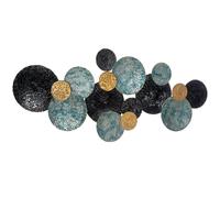 HOMCOM Décoration Murale 3D avec Cercles 121 cm x 4 cm x 53 cm en Métal Bleu + Noir