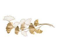 HOMCOM Décoration Murale 3D en Métal, Wall Art Dorée avec Feuilles de Ginkgo 138x70 cm