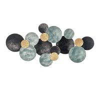 HOMCOM Décoration murale en métal, art mural 3D pour l'intérieur, art mural circulaire avec revêtement en relief, vintage, 133x66cm, bleu, noir et or