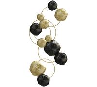 HOMCOM Décoration murale en métal en forme de feuille de lotus, design unique à plusieurs disques, 84 x 35 cm, doré et noir