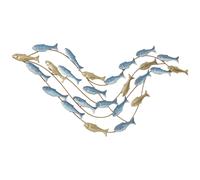 HOMCOM Décoration murale en métal moderne, sculpture murale en métal avec motif de poisson unique, 100 x 50 cm, bleu clair