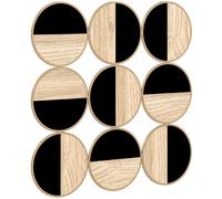 HOMCOM Décoration murale en métal, sculpture murale en métal, design unique à plusieurs disques, 60 x 60 cm, naturel et noir