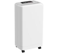 HOMCOM Déshumidificateur Portable Tactile de 12L avec Tuyau de Vidange, Minuterie et Filtre, en ABS, 28x18x50.6 cm, Blanc