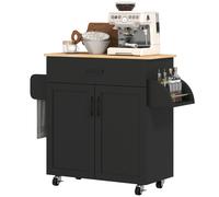 HOMCOM Dessert îlot de cuisine multi-rangements tiroirs placard 2 portes avec étagère réglable 105 x 36 x 85 cm noir