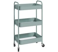 HOMCOM Desserte chariot de rangement en acier chariot de service à roulettes 3 plateaux ajourés 45 x 30,6 x 79 cm bleu clair