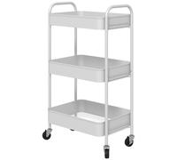 HOMCOM Desserte chariot de rangement en métal chariot de service à roulettes 3 plateaux ajourés 45 x 30,6 x 79 cm blanc